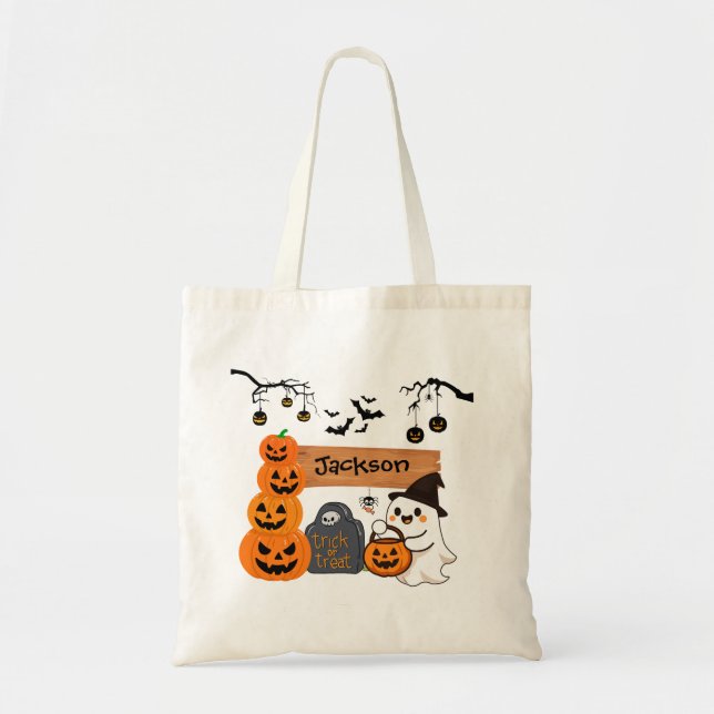 Bolsa Tote Kids Personalised Halloween Trick or Treat  (Frente)