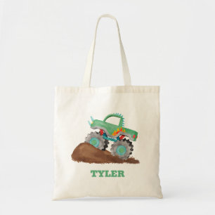 Bolsa Tote Kids Watercolor Green Monster Stunt Truck