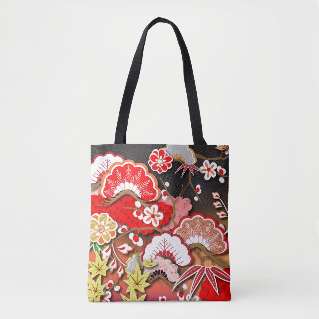 Bolsa Tote Kimono de outono japonês elegante (Frente)