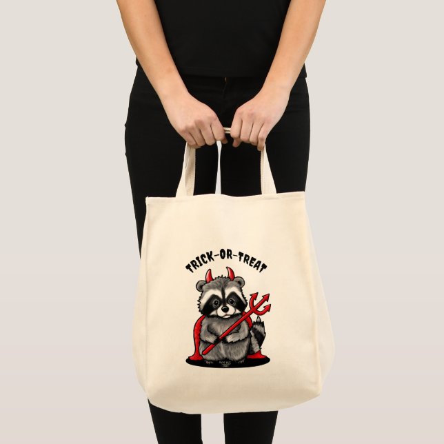 Bolsa Tote KiniArt Halloween Raccoon (Frente (produto))