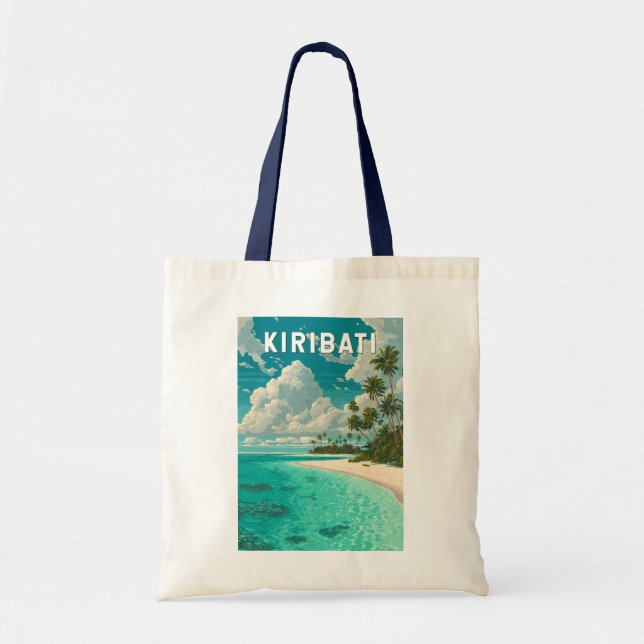 Bolsa Tote Kiribati Illustration Travel Art Vintage (Frente)