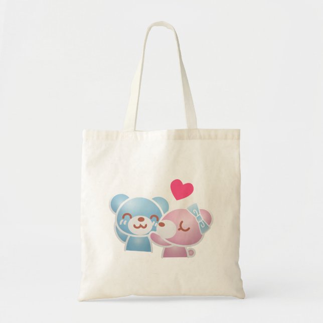 Bolsa Tote Kissing Bears Cute e Kawaii (Frente)