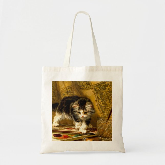 Bolsa Tote Kitten com pintura e escovas (Frente)