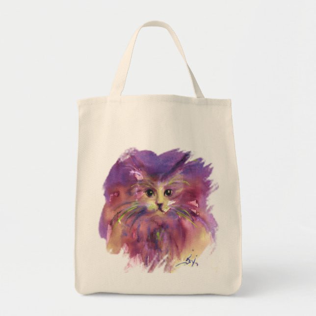 BOLSA TOTE KITTEN PURPER ,KITTY CAT PORTRAIT (Frente)