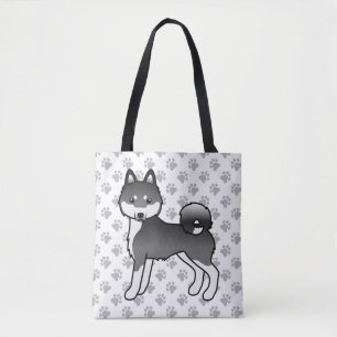 Bolsa Tote Klee Kai Cute Dog & Paws Do Alasca Negro E Branco