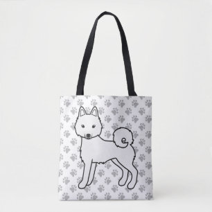 Bolsa Tote Klee Kai Cute Dog & Paws White Alaskan
