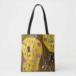 Bolsa Tote Klimt Inspirou Dourada Arte Nouveau O Beijo