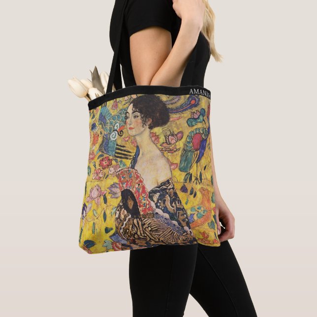 Bolsa Tote Klimt – Mulher com um Leque – Personalizado (Close Up)
