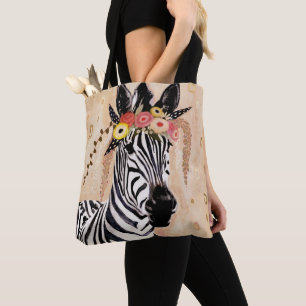 Bolsa Tote Klimt Zebra Coroa De Flores