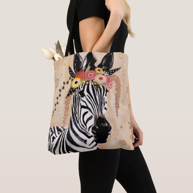 Bolsa Tote Klimt Zebra | Coroa De Flores (Close Up)