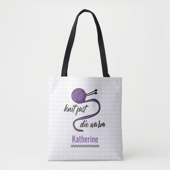 Bolsa Tote Knit Roxo Rápido, Morre Quente (Frente)