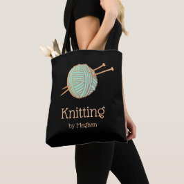 Bolsa Tote Knitters Bola de Yarn - Logotipo preto