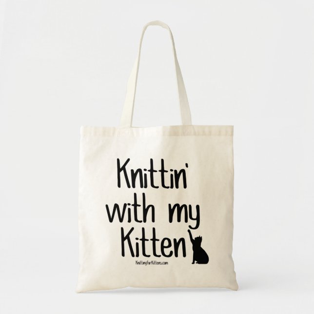 Bolsa Tote Knittin com meu gatinho (Frente)