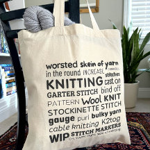 Knitting Tote Bag - Colagem de Palavras do Knitter