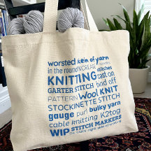 Knitting Tote Bag - Colagem de Palavras do Knitter
