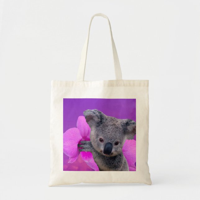 Bolsa Tote Koala e orquídeas (Frente)