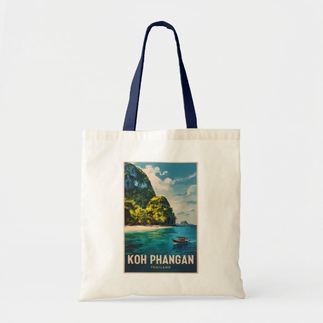Bolsa Tote Koh Phangan Thailand Viagem Art Vintage (Frente)
