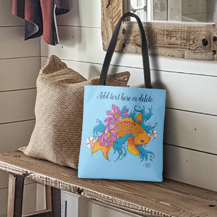 Bolsa Tote Koi Fish Lotus Cherry Blossoms