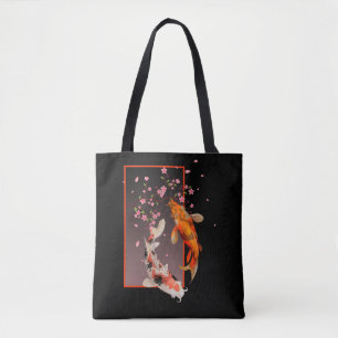 Bolsa Tote Koi Fishes e Flores Japoneses