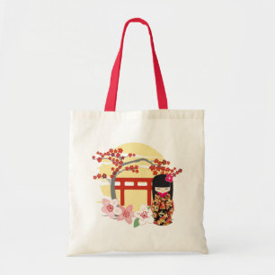 Bolsa Tote Kokeshi Doll Zen Art