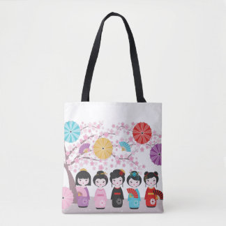 Bolsa Tote Kokeshi Dolls