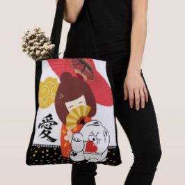 Bolsa Tote KOKESHI LOVE  Chow dog heart 