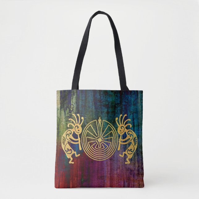 Bolsa Tote KOKOPELLI / MAN IN MAZE gold + suas ideias (Frente)