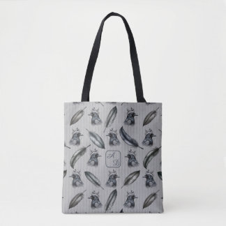 Bolsa Tote Krähen Crows Raben Federn mit Initialen