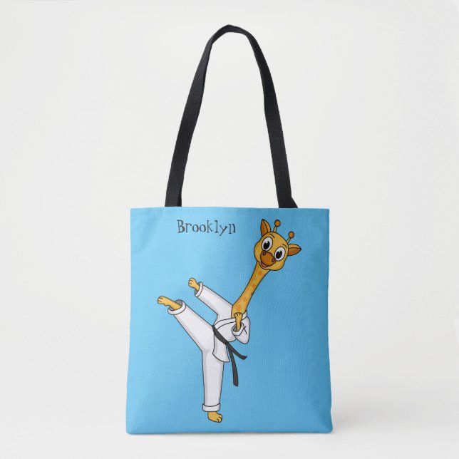 Bolsa Tote Kung Fu giraffe cartoon illustration  (Frente)