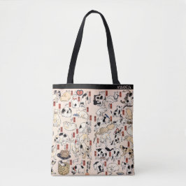 Bolsa Tote Kuniyoshi Cats – Japanese Ukiyo-e – Custom Text