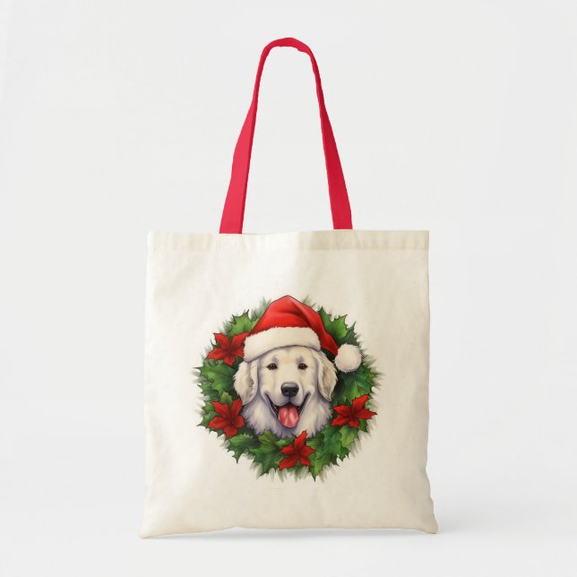 Bolsa Tote Kuvasz Christmas Wreath (Frente)