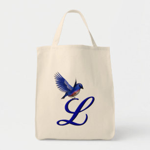 Bolsa Tote L Inicial do Monograma do Bluebird