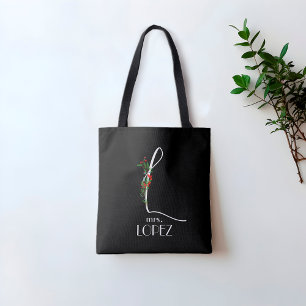 Bolsa Tote L monograma inicial - cor vermelha