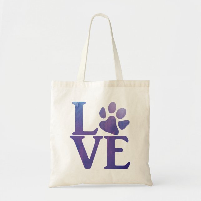 Bolsa Tote L-paw-VE Clássico Aquarela Roxo (Frente)