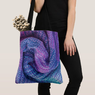 Bolsa Tote Lã bonito misturada Roxo e Azul
