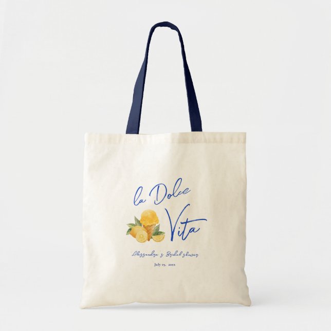 Bolsa Tote La Dolce Vita Chuveiro de Noiva de Verão Italiano  (Frente)