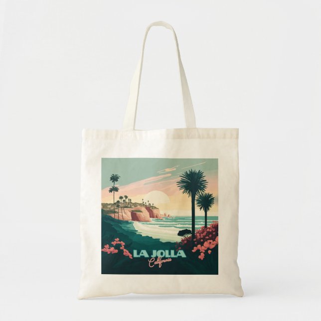 Bolsa Tote La Jolla Cove San Diego California Retro (Frente)