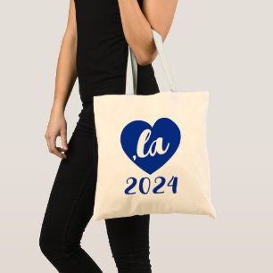 Bolsa Tote ,la KAMALA coração 2024 texto azul script