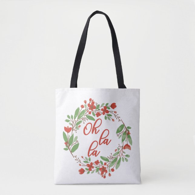 Bolsa Tote La La - Franceses Falando Floral (Frente)