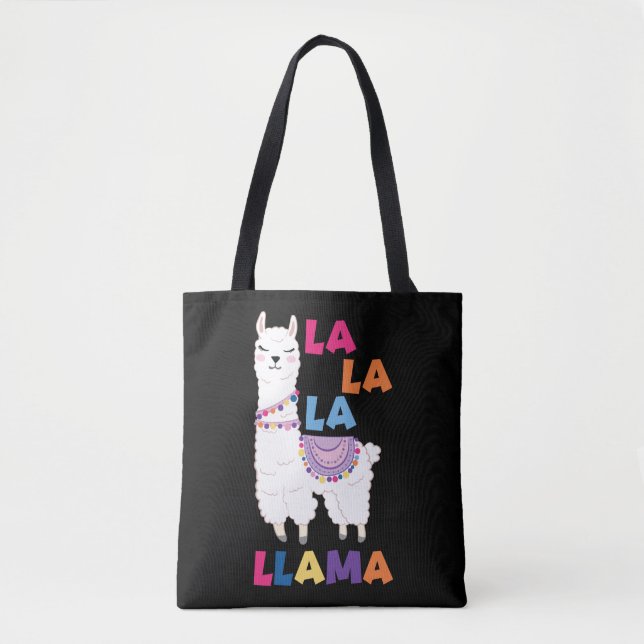 Bolsa Tote La La La Llama - Engraçado Cantando Llama (Frente)