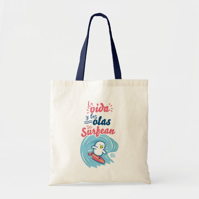 Bolsa Tote │La vida y las olas se surfean (Frente)
