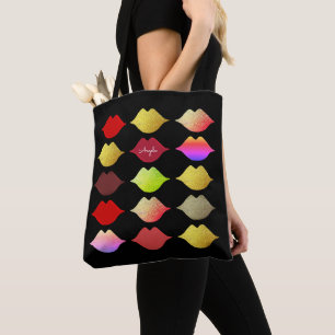 Bolsa Tote Lábios coloridos maquiagem arte beleza negra