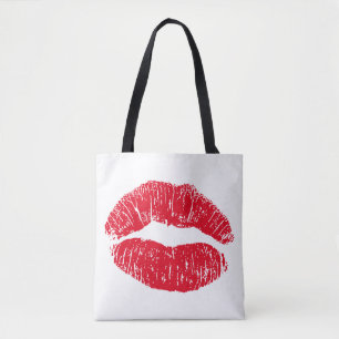 Bolsa Tote Lábios de beijos vermelhos
