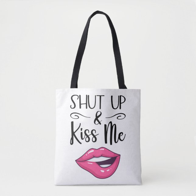 Bolsa Tote Lábios de desenho animado magenta Cala a boca e be (Frente)