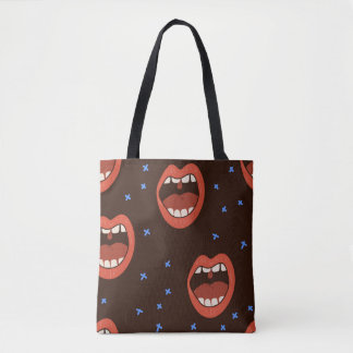 Bolsa Tote Lábios Desenhados À Mão: Padrões Boca Bonitos.