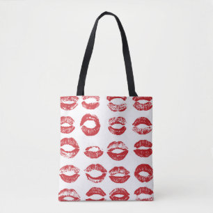 Bolsa Tote Lábios femininos. Isolamento de lábios de aquare