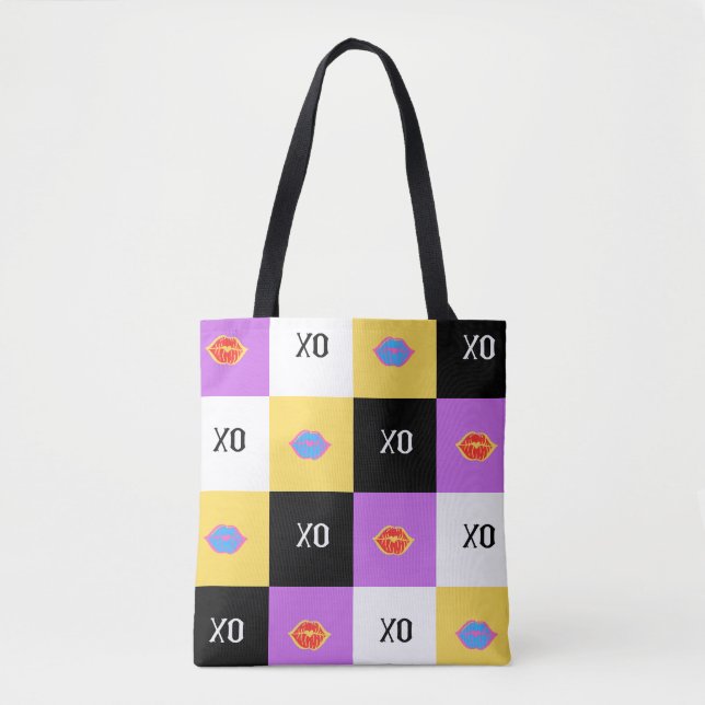 Bolsa Tote Lábios Passivos e Padrão XO (Frente)