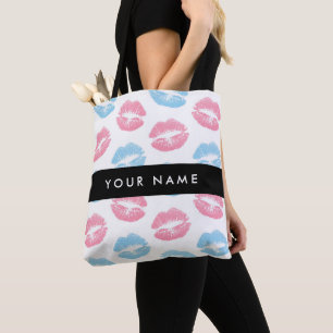 Bolsa Tote Lábios Rosa, Lábios Azuis, Beijo, Seu Nome, Person