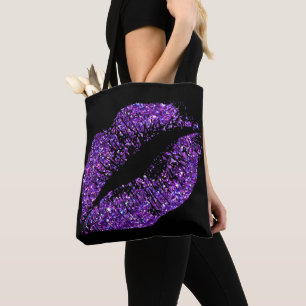 Bolsa Tote Lábios roxos do brilho