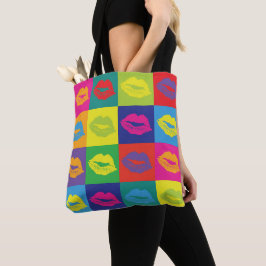 Bolsa Tote Lábios Sexuais Beijos Marca Estilo de Arte Pop